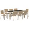 vidaXL Conjunto de Comedor de Jard&iacute;n 9 uds. Beige rat&aacute;n sint&eacute;tico