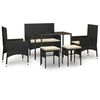 vidaXL Set muebles de jardín 6 piezas y cojines ratán sintético negro