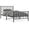 vidaXL Estructura cama sin colch&oacute;n con estribo metal negro 100x190 cm