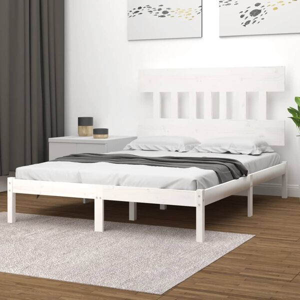 vidaXL Estructura de cama de madera maciza blanca 140x200 cm
