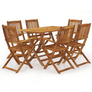 vidaXL Set comedor de jard&iacute;n plegable 7 piezas madera maciza de acacia