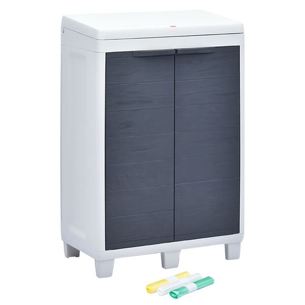 vidaXL Cubo de basura para jardín con 3 bolsas gris oscuro 65x38x102cm