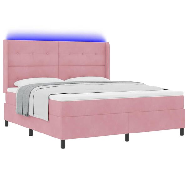 vidaXL Cama tipo Box Spring con colch&oacute;n Rosa 180 x 200 cm Terciopelo