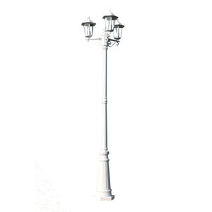 vidaXL Farola de jard&iacute;n 3 brazos aluminio blanco 215 cm