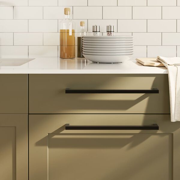 vidaXL Tiradores para armarios 5 uds acero inoxidable negro 320 mm