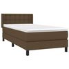 vidaXL Cama box spring con colch&oacute;n tela marr&oacute;n oscuro 90x200 cm