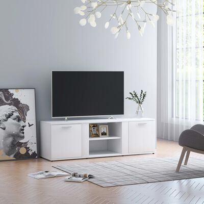 vidaXL Mueble de TV madera contrachapada blanco 120x34x37 cm