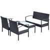 vidaXL Set muebles de jardín 4 piezas y cojines ratán sintético negro