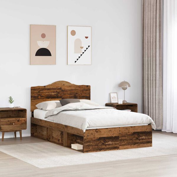 vidaXL Estructura de cama con cabecera Madera vieja 120 x 200 cm