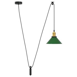 vidaXL L&aacute;mpara colgante regulable en altura E27 verde brillante &Oslash; 22cm