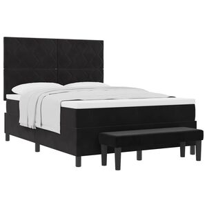 vidaXL Cama tipo Box Spring con colch&oacute;n Negro 140 x 190 cm Terciopelo
