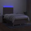 vidaXL Cama box spring con colch&oacute;n y LED tela gris taupe 120x200 cm