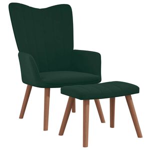 vidaXL Sill&oacute;n de relax con taburete terciopelo verde oscuro