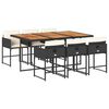 vidaXL Set de comedor de jard&iacute;n 7 pzas y cojines rat&aacute;n sint&eacute;tico negro