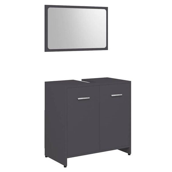 vidaXL Set de muebles de ba&ntilde;o madera contrachapada gris