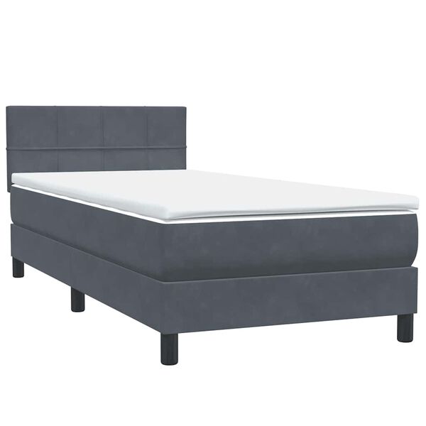 vidaXL Cama box spring con colch&oacute;n terciopelo gris oscuro 80x220 cm