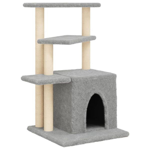 vidaXL Rascador para gatos con postes de sisal gris claro 83,5 cm