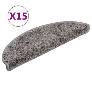 vidaXL Felpudos para escaleras 15 uds 56x17x3 cm gris semicirculares