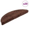 vidaXL Alfombrillas para escaleras 20 unidades 56x17x3 cm Marr&oacute;n Semicircular