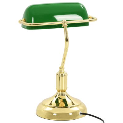 vidaXL Lámpara de mesa tipo banquero verde y dorado 40 W