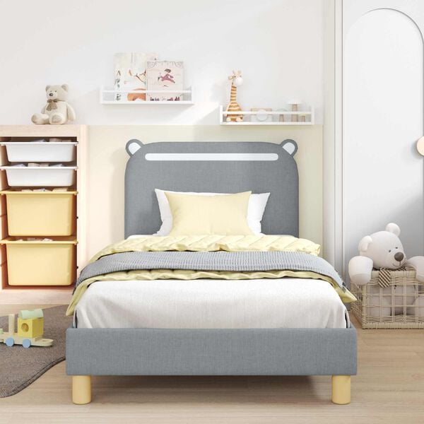 vidaXL Cama para niños con cabecero Gris Claro 90 x 190 cm tela