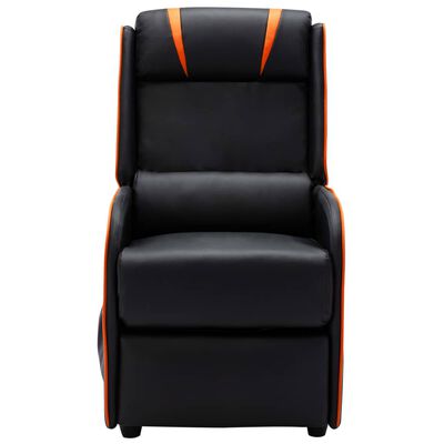 vidaXL Sillón reclinable de masaje cuero sintético negro y naranja