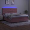 vidaXL Cama box spring colch&oacute;n y LED terciopelo rosa 160x200 cm