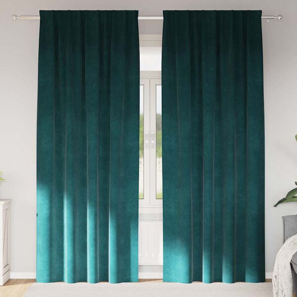 vidaXL Cortinas opacas 2 pcs Verde oscuro 140 x 225 cm Terciopelo
