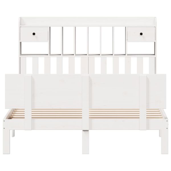 vidaXL Cama con estantería sin colchón madera maciza blanca 150x200 cm