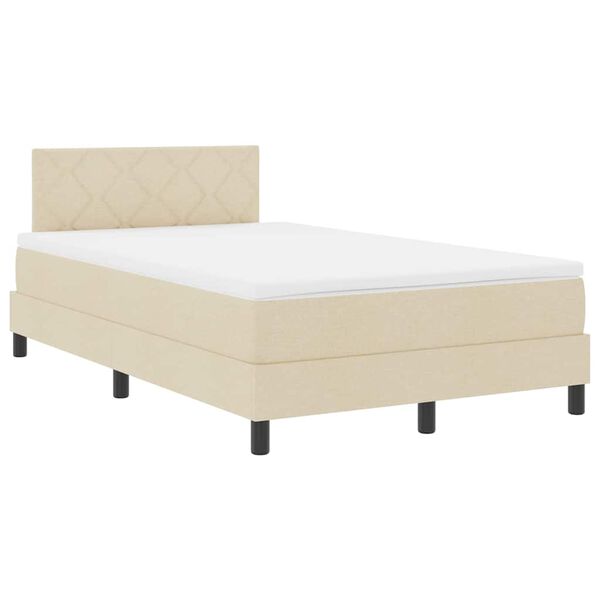 vidaXL Cama tipo Box Spring con colch&oacute;n Crema 120 x 200 cm tela