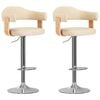 vidaXL Taburetes de cocina 2 uds cuero sint&eacute;tico madera curvada crema