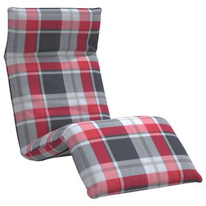 vidaXL Tumbona plegable con estampado de cuadros rojos, 175 x 54 x 8,5 cm, tejido Oxford