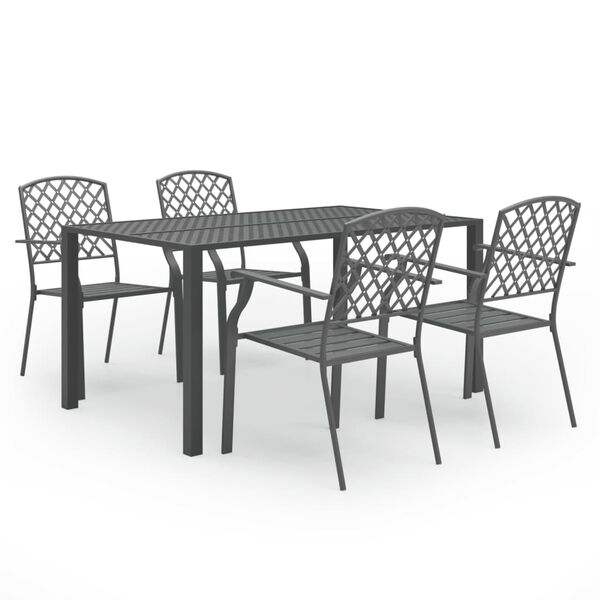 vidaXL Juego de comedor de jard&iacute;n de 5 piezas acero negro