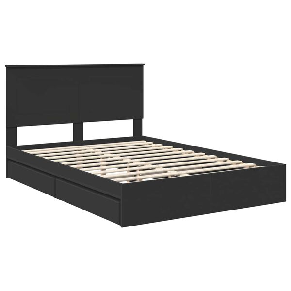 vidaXL Cama con almacenamiento Negro 140 x 190 cm Madera de ingenier&iacute;a