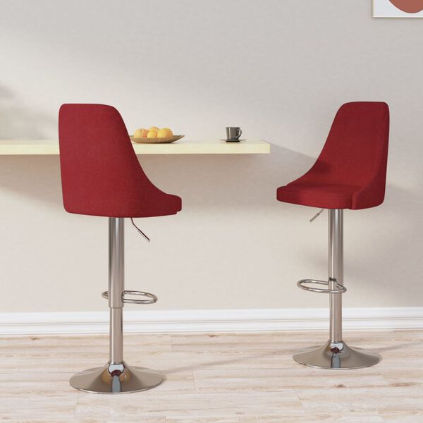 vidaXL Taburetes de cocina 2 unidades tela rojo tinto