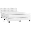vidaXL Cama box spring colch&oacute;n y LED cuero sint&eacute;tico blanco 140x190 cm