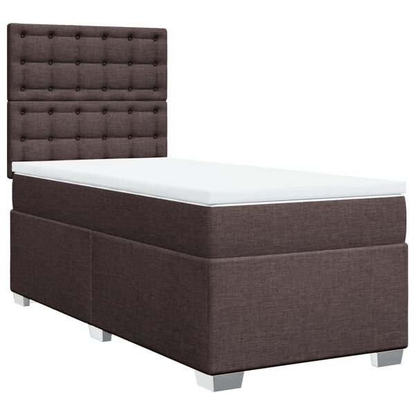 vidaXL Cama box spring con colch&oacute;n tela marr&oacute;n oscuro 100x200 cm