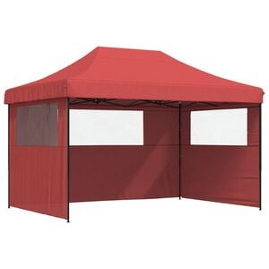 vidaXL Tienda de fiesta plegable Pop-Up 3 paredes laterales burdeos