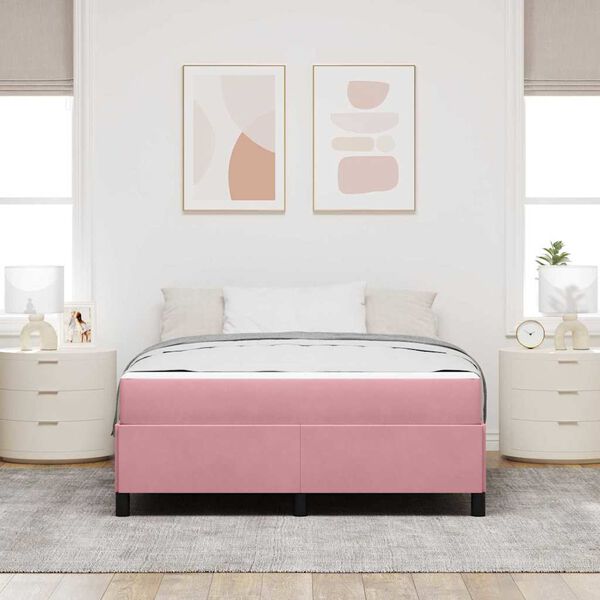vidaXL Estructura de cama con colch&oacute;n Rosa 140 x 190 cm tela