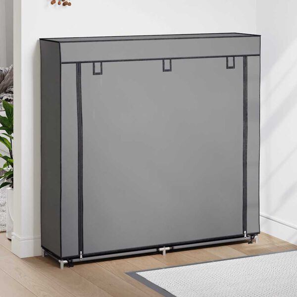 vidaXL Mueble zapatero con funda de tela gris 115x28x110 cm
