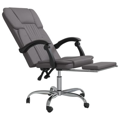 vidaXL Silla de oficina reclinable cuero sintético gris