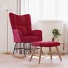 vidaXL Silla mecedora con reposapi&eacute;s terciopelo rojo tinto