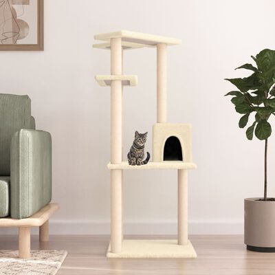 vidaXL Rascador para gatos con postes de sisal color crema 123 cm