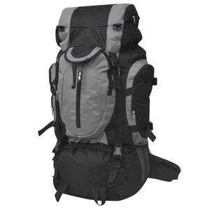 vidaXL Mochila de senderismo XXL negro y gris 75 l