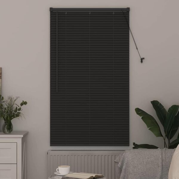 vidaXL Persiana para Ventana con cortinas Manual Gris oscuro Aluminio