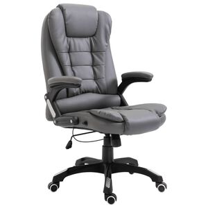 vidaXL Silla de oficina de cuero sint&eacute;tico gris antracita