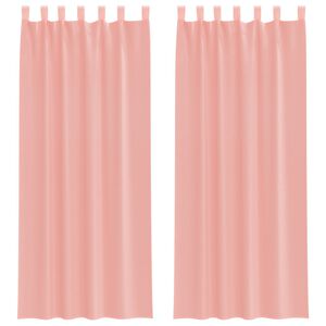 vidaXL Cortinas de gasa con bolsillos para varillas 2 uds. rosa