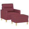 vidaXL Sillón con taburete tela rojo tinto 60 cm