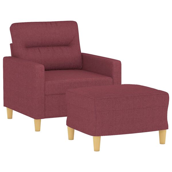 vidaXL Sillón con taburete tela rojo tinto 60 cm