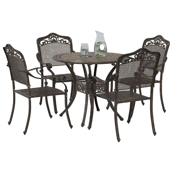 vidaXL Conjunto de Comedor de Jard&iacute;n 5 pcs Bronce Aluminio